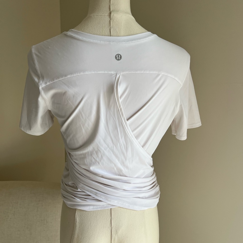 lululemon athletica White Short Sleeve Wrap Top